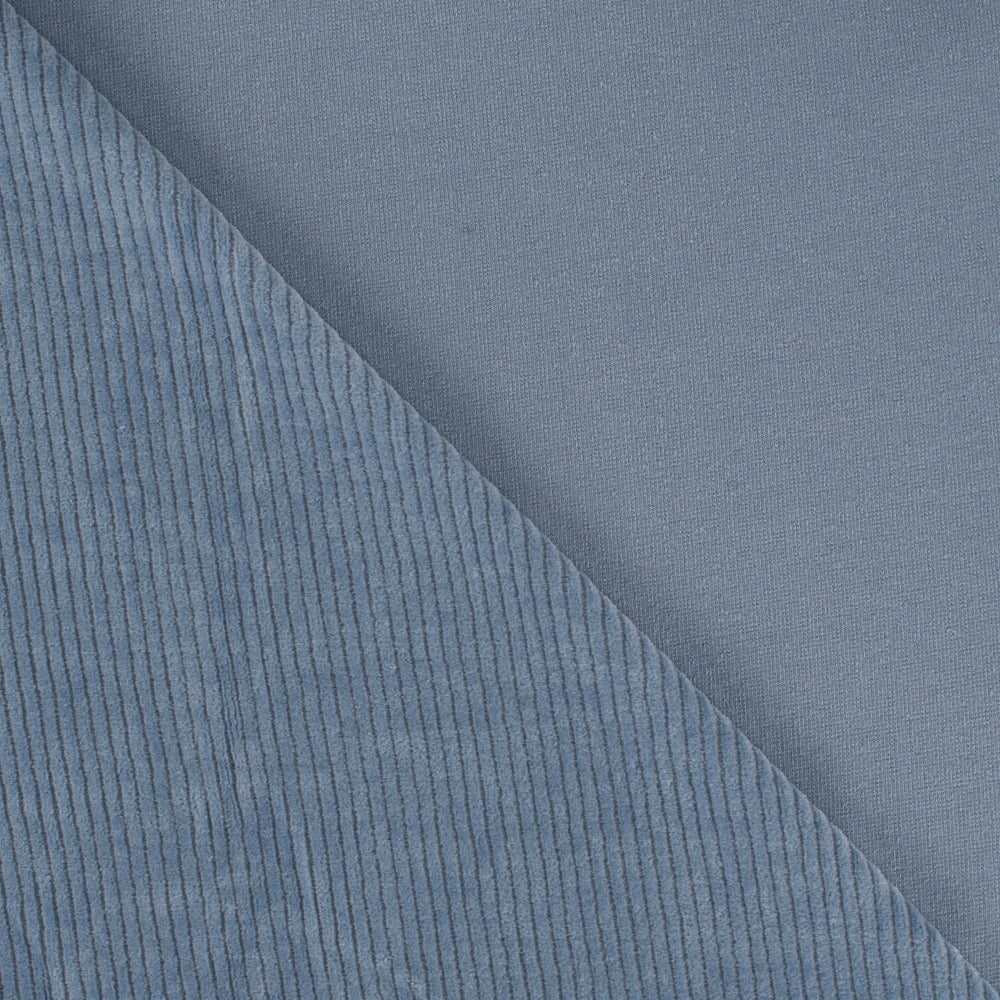 Cord Jersey - elastisch mit klassischer Rillenstruktur - dusty blue