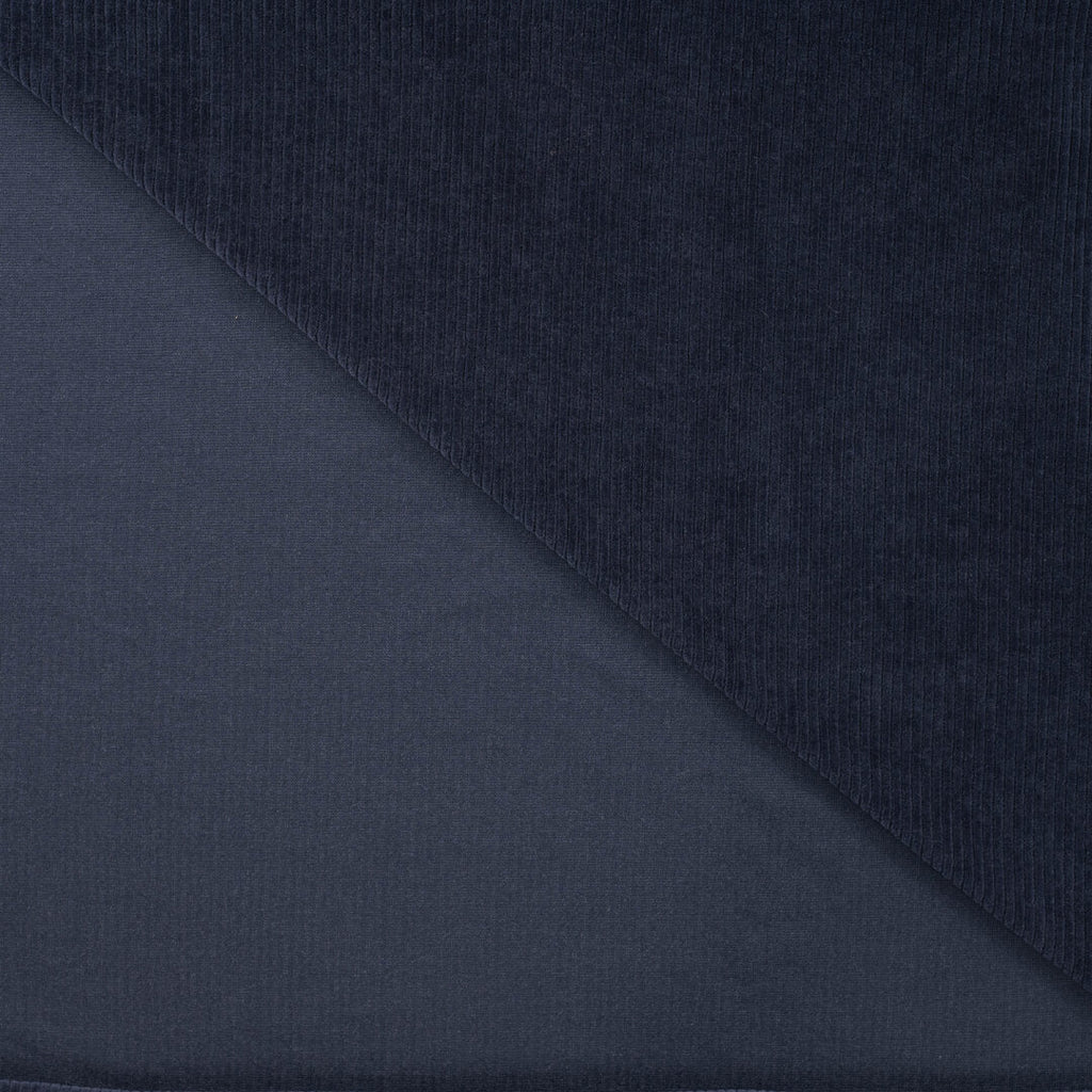 Cord Jersey - elastisch mit klassischer Rillenstruktur - dunkelblau