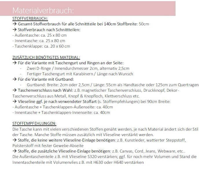 Ebook / Schnittmuster Handtasche "Coveta" * mit Video-Nähanleitung *