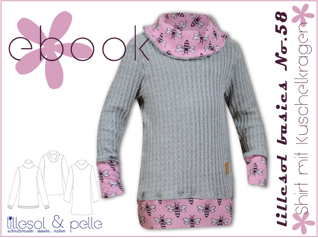 Ebook / Schnittmuster lillesol basics No.58 Shirt mit Kuschelkragen *mit Video-Anleitung*