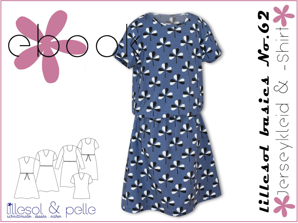 Ebook / Schnittmuster lillesol basics No.62 Jerseykleid & Shirt * mit Video-Nähanleitung *