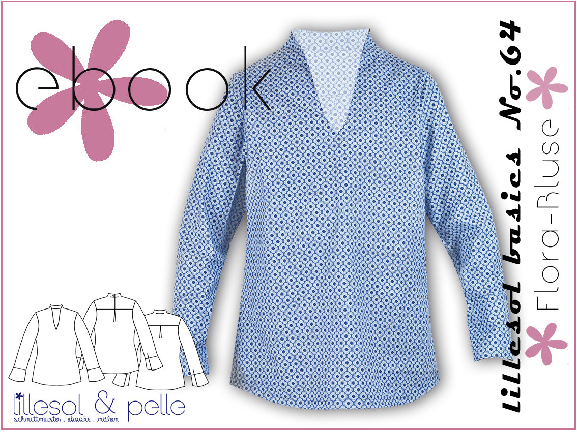 Ebook / Schnittmuster lillesol basics No.64 Flora-Bluse *mit Video-Nähanleitung*