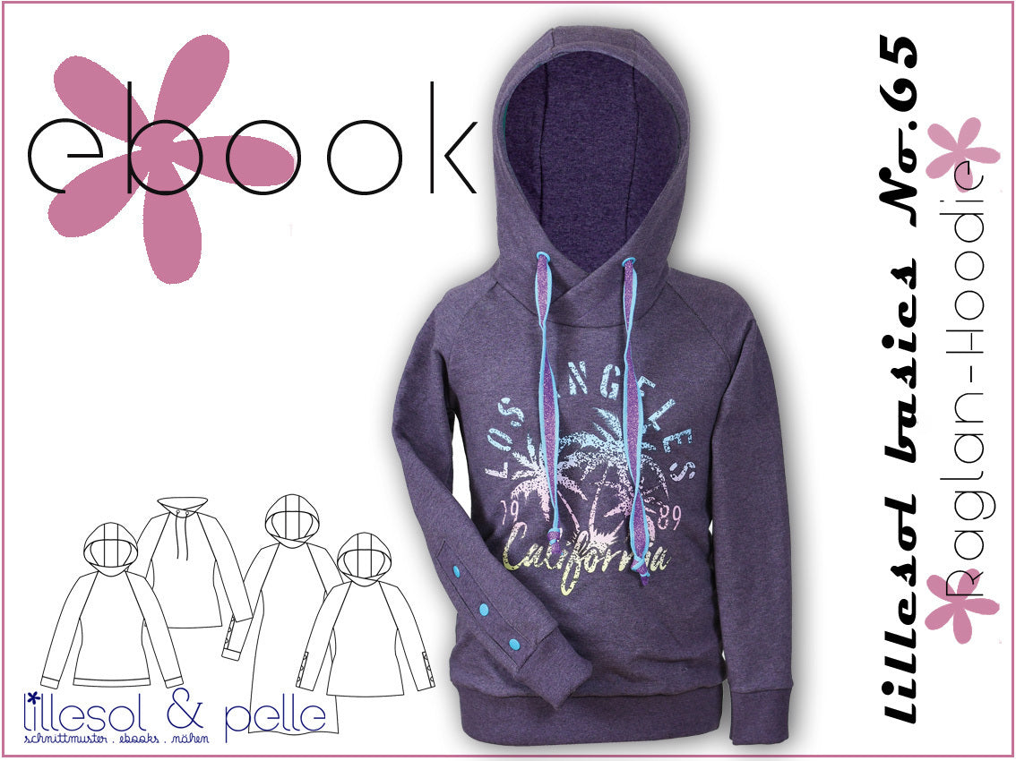 Ebook / Schnittmuster lillesol basics No.65 Raglan-Hoodie *mit Video-Nähanleitung*