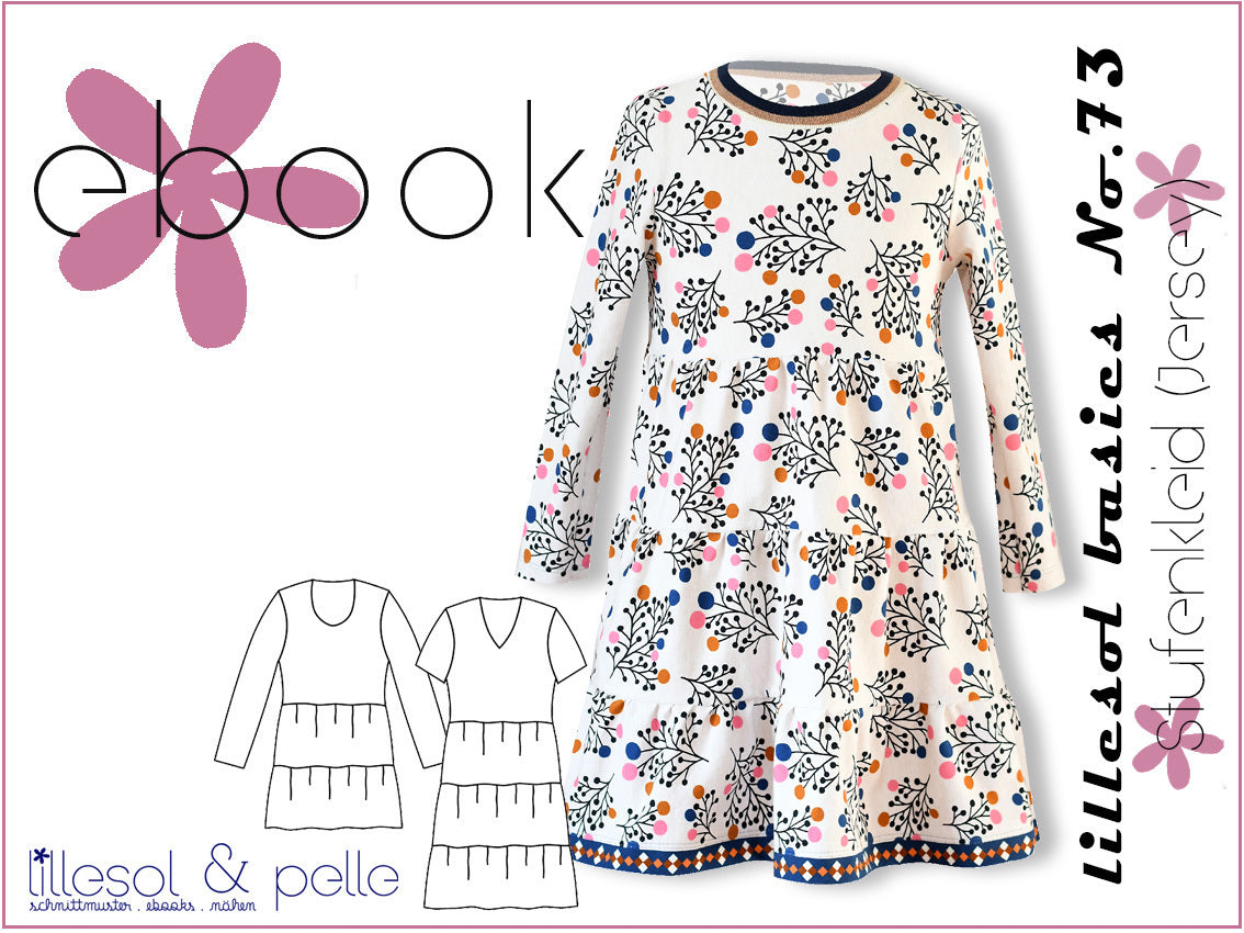 Ebook / Schnittmuster lillesol basics No.73 Stufenkleid (Jersey) *mit Video-Nähanleitung*