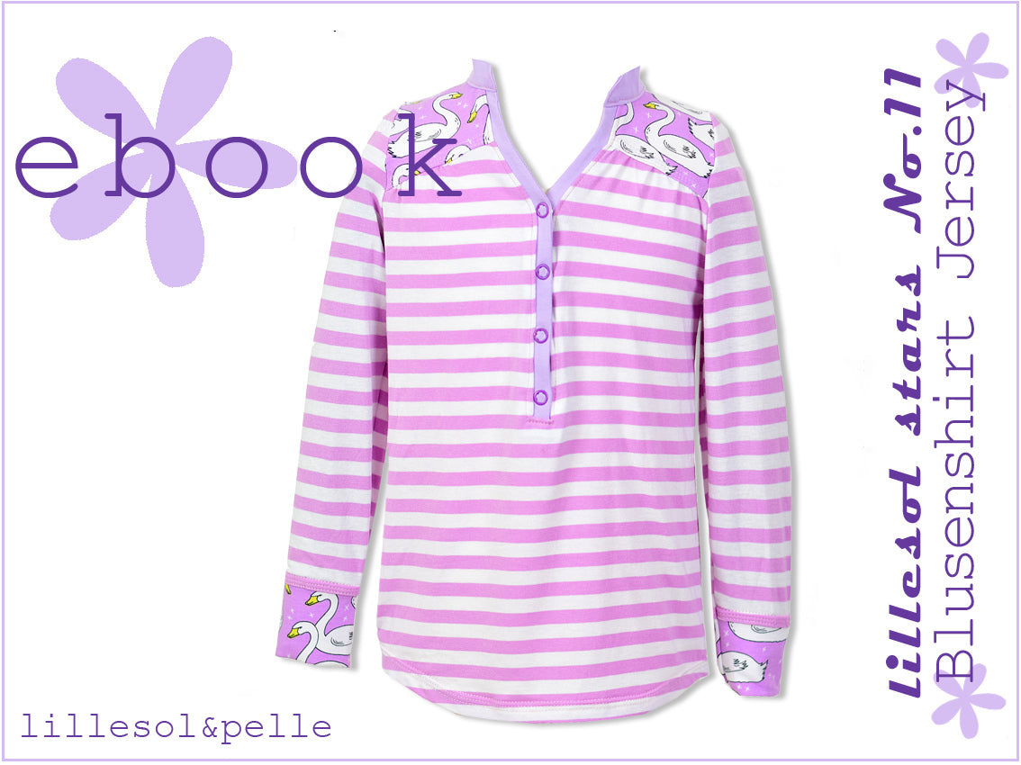 Ebook / Schnittmuster lillesol stars No.11 Blusenshirt Jersey *mit Video-Nähanleitung*