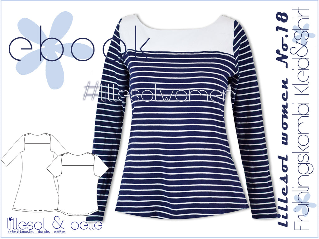 Ebook / Schnittmuster lillesol women No.18 Frühlingskombi Kleid & Shirt *mit Video-Nähanleitung*