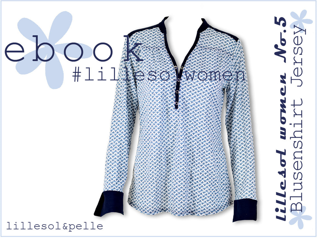 Ebook / Schnittmuster lillesol women No.5 Blusenshirt Jersey *mit Video-Nähanleitung*