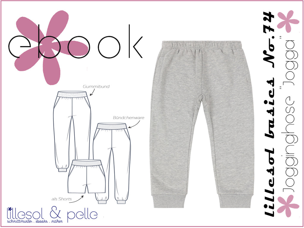 Ebook / Schnittmuster lillesol basics No.74 Jogginghose "Jogga" mit A0 + mit Video-Nähanleitung*✂✂✂