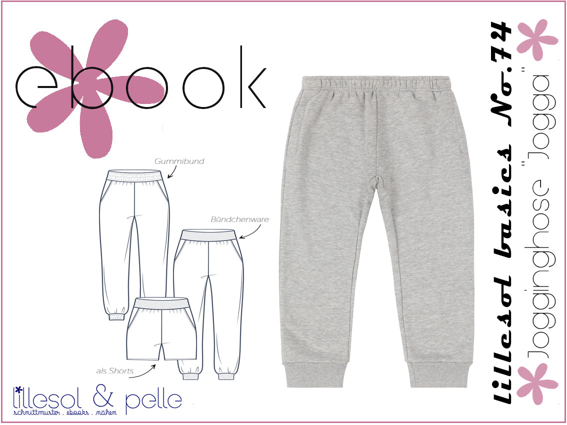 Ebook / Schnittmuster lillesol basics No.74 Jogginghose "Jogga" mit A0 + mit Video-Nähanleitung*✂✂✂