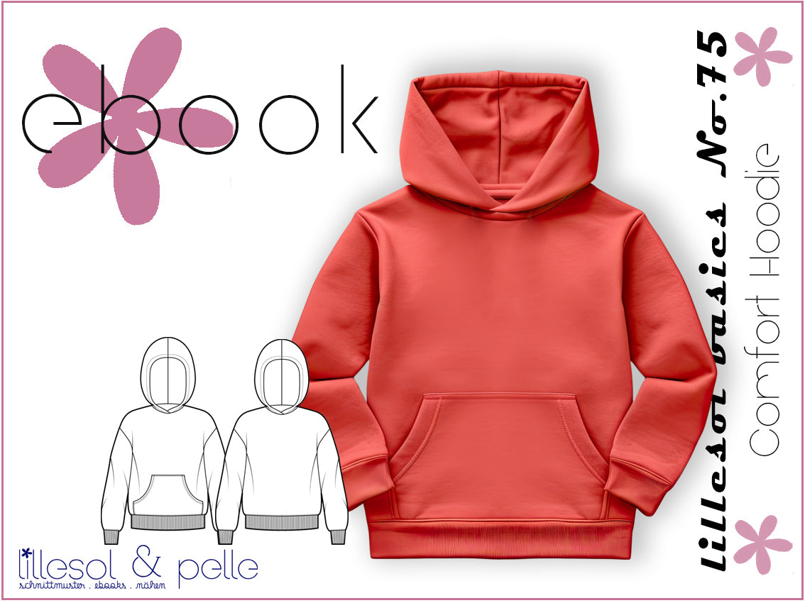 Ebook / Schnittmuster lillesol basics No.75 Comfort Hoodie " mit A0 + mit Video-Nähanleitung*✂✂✂