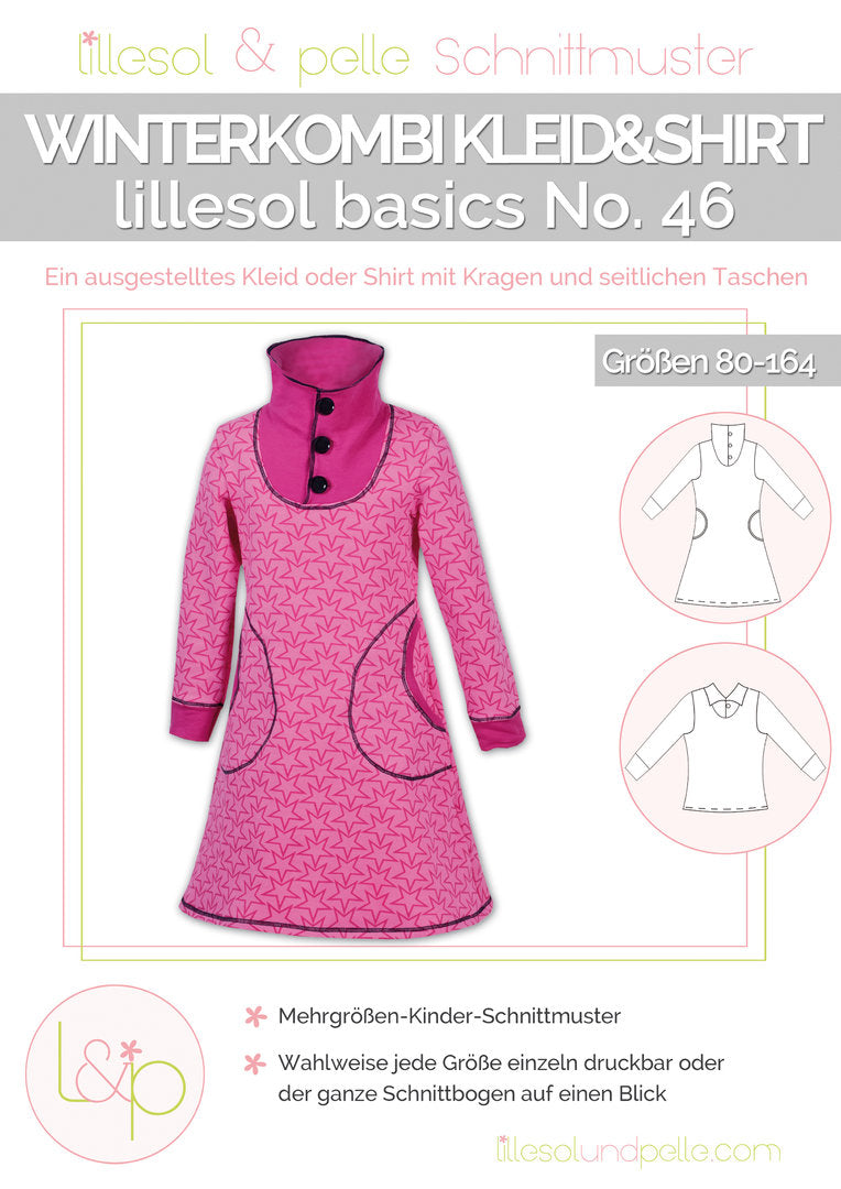 Ebook / Schnittmuster lillesol basics No.46 Winterkombi Kleid & Shirt *mit Video-Nähanleitung*