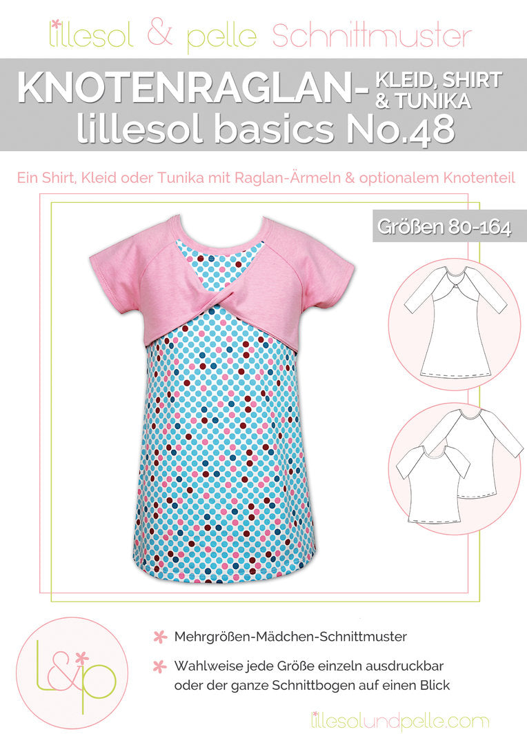 Ebook / Schnittmuster lillesol basics No.48 Knotenraglan Shirt & Tunika *mit Video-Nähanleitung*