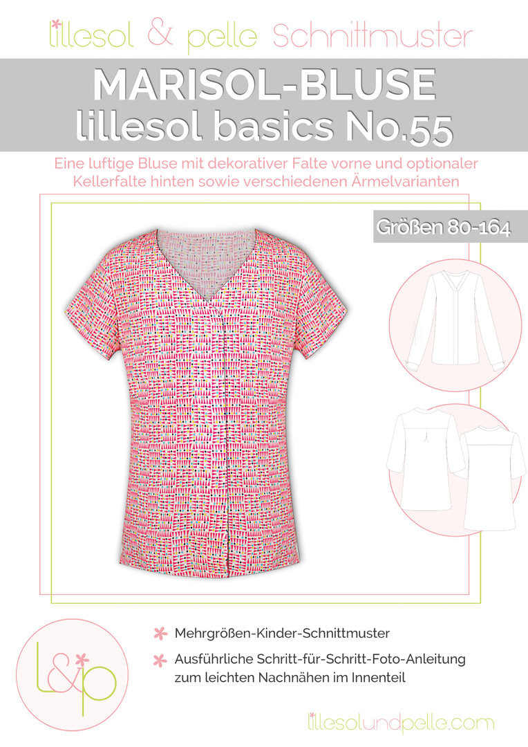 Ebook / Schnittmuster lillesol basics No.55 Marisol-Bluse * mit Video-Nähanleitung *