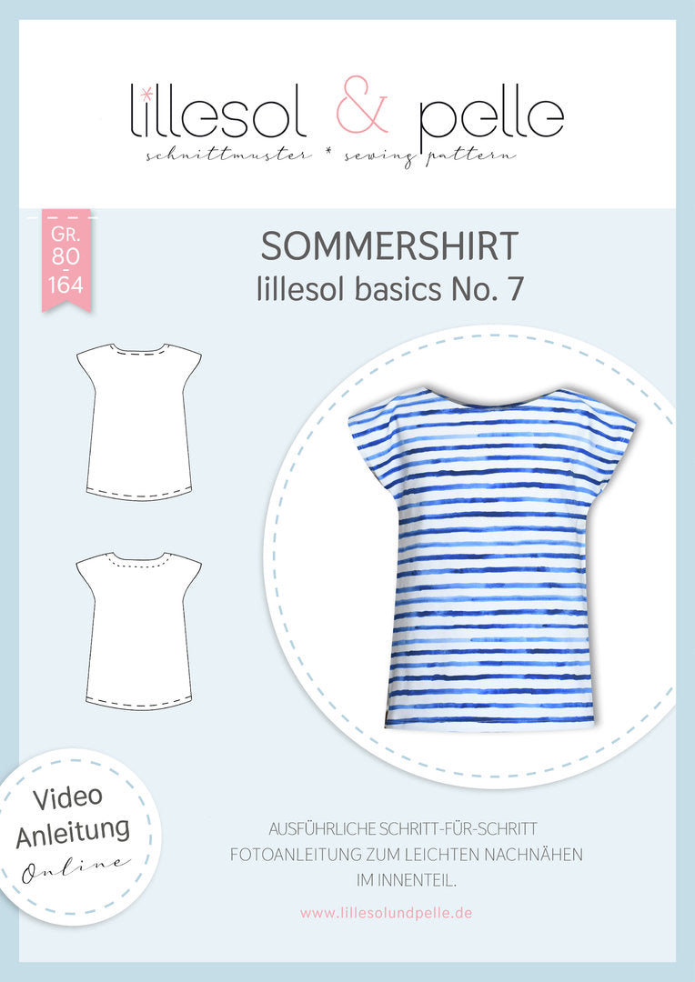 Papierschnittmuster lillesol basics No.7 Sommershirt *mit Video-Nähanleitung* ✂✂✂