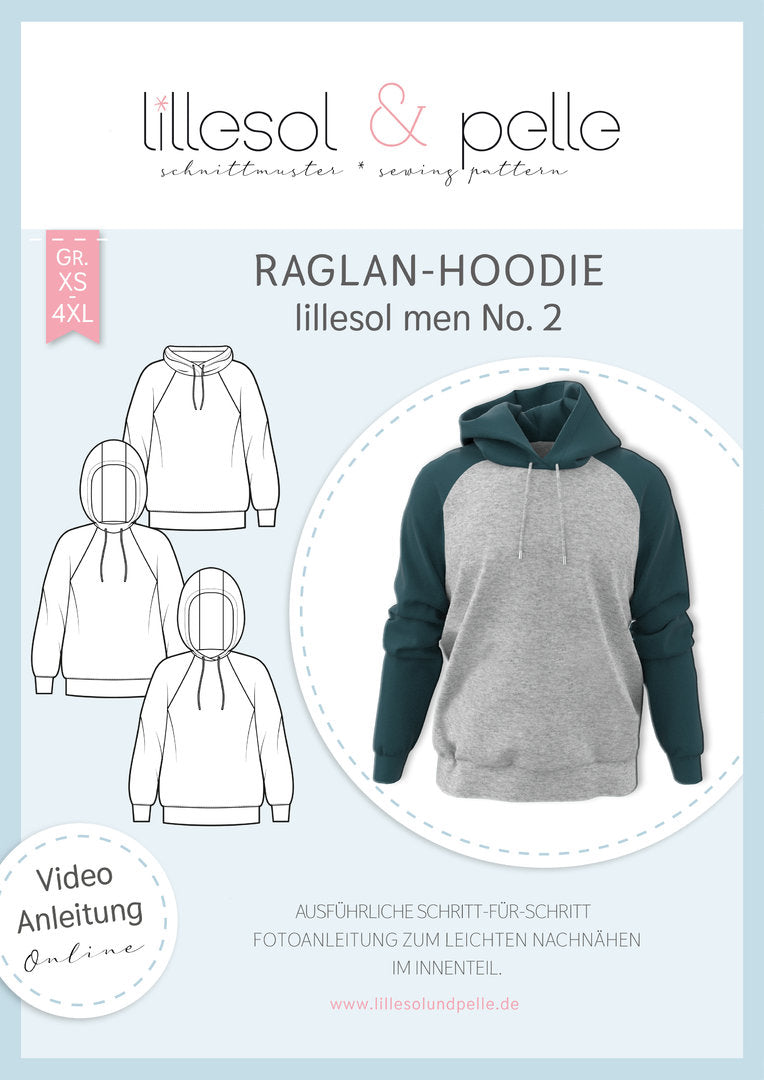 Papierschnittmuster lillesol men No.2 Raglan-Hoodie *mit Video-Nähanleitung*✂✂✂