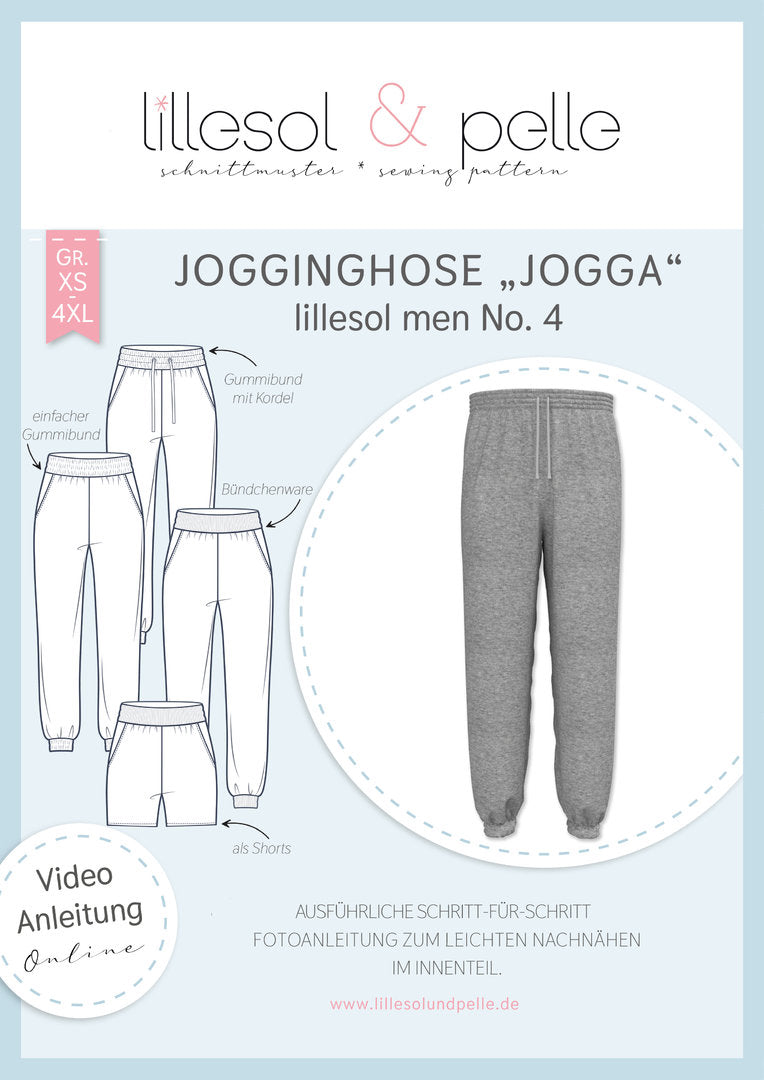Papierschnittmuster lillesol men No.4 Jogginghose "Jogga" mit Video-Nähanleitung ✂✂✂