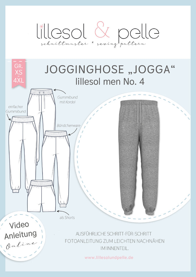 Ebook / Schnittmuster lillesol men No4 Jogginghose "Jogga" mit Video-Nähanleitung