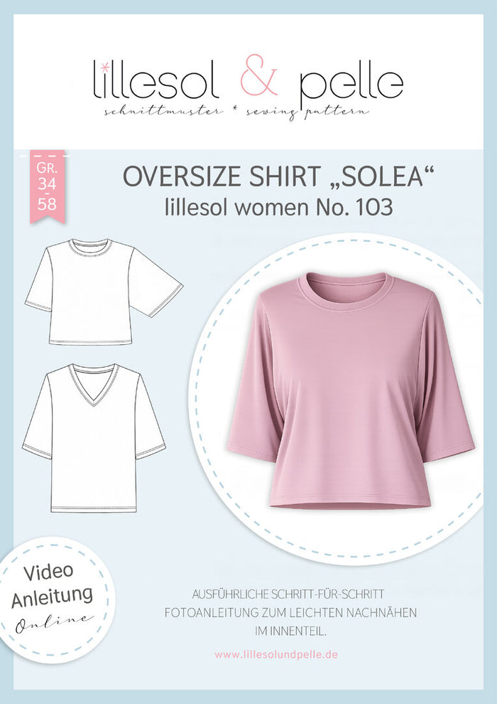 Schnittmuster lillesol women No.103 Oversize Shirt "Solea" *mit Video-Nähanleitung*