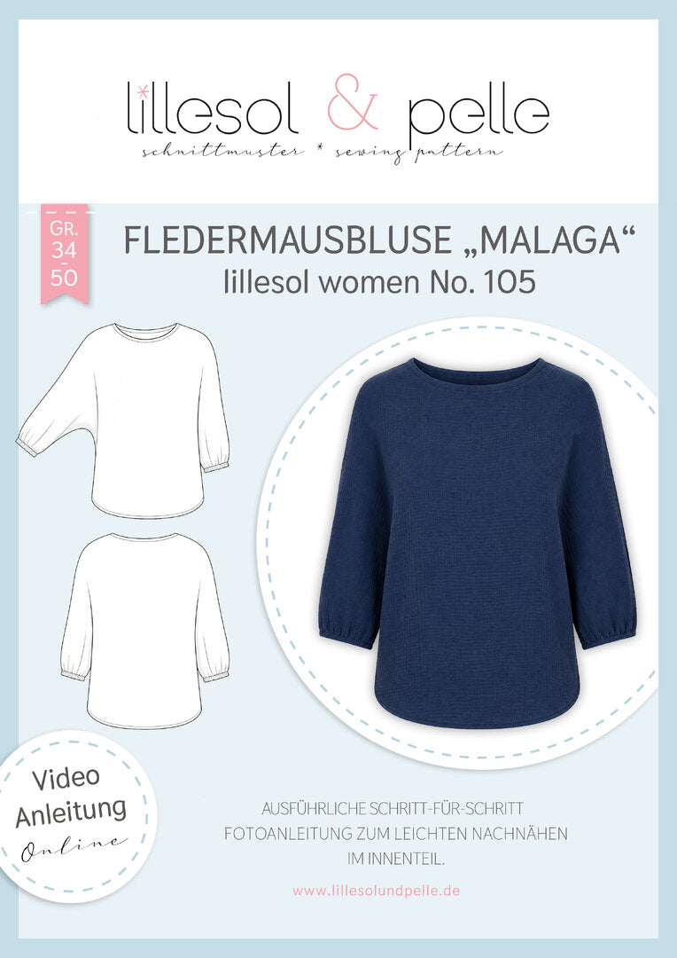 Papierschnittmuster lillesol women No.105 Fledermausbluse "Malaga" *mit Video-Nähanleitung ✂✂✂