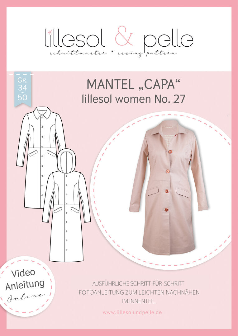 Ebook / Schnittmuster lillesol women No.27 Mantel "Capa" *mit Video-Nähanleitung*