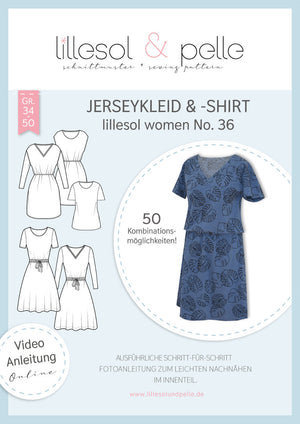 Schnittmuster lillesol women No.36 Jerseykleid & -Shirt * mit Video-Nähanleitung *
