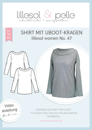 Schnittmuster lillesol women No.47 Shirt mit Uboot-Kragen *mit Video Nähanleitung*