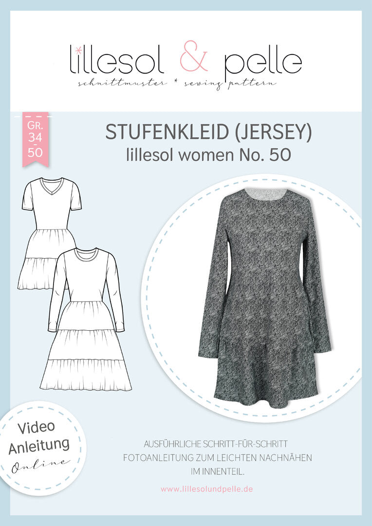 Papierschnittmuster lillesol women No.50 Stufenkleid (Jersey) *mit Video-Nähanleitung* ✂✂✂