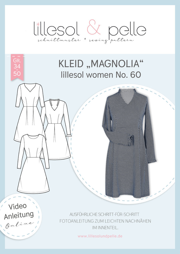 Papierschnittmuster lillesol women No.60 Kleid "Magnolia" mit Video-Nähanleitung* ✂✂✂