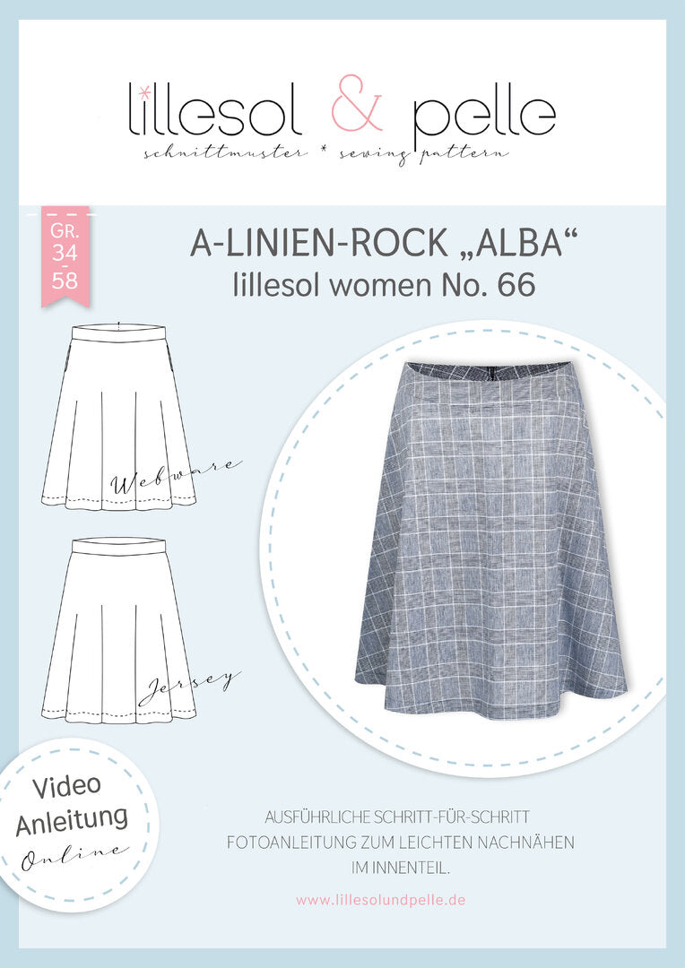 Papierschnittmuster lillesol women No.66 A-Linien-Rock "Alba" mit Video-Nähanleitung*✂✂✂