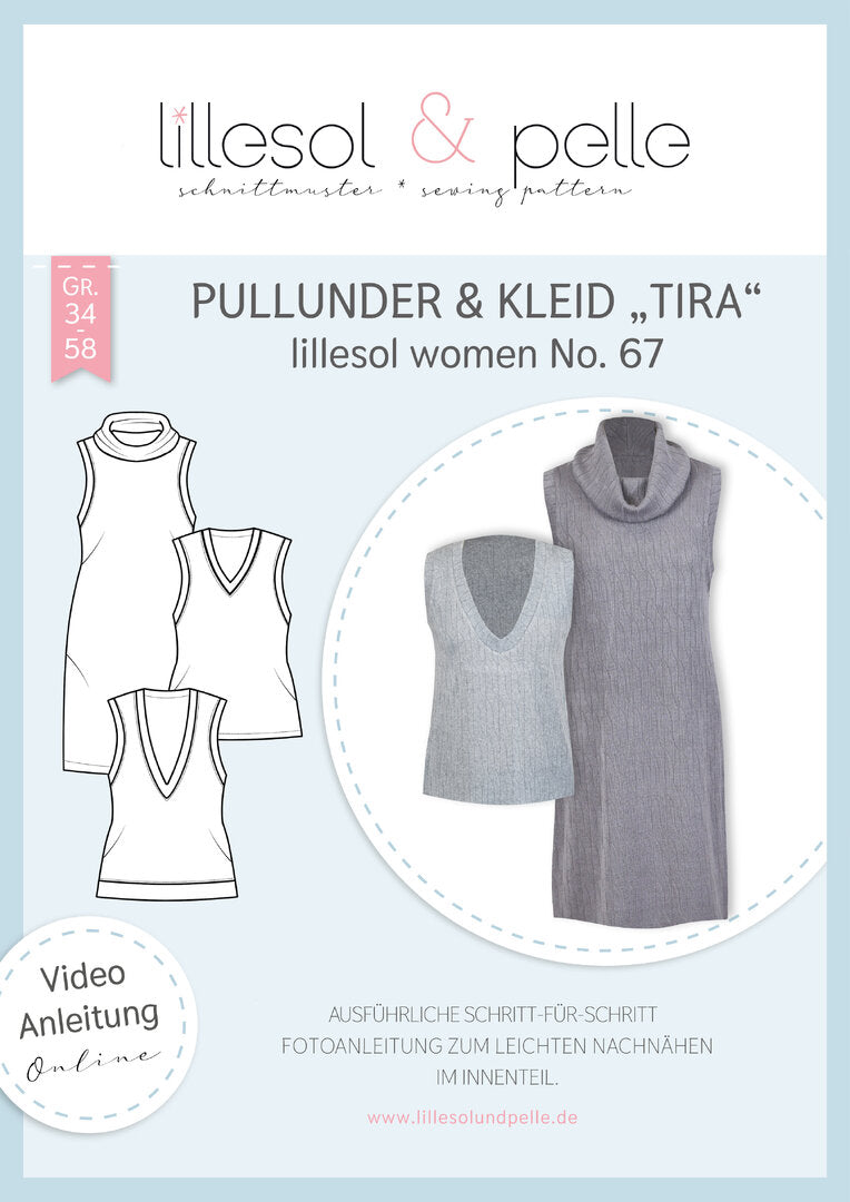 Ebook / Schnittmuster lillesol women No.67 Pullunder & Kleid "Tira" *mit Video Nähanleitung*