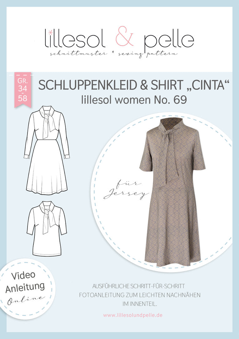 Papierschnittmuster lillesol women No.69 Schluppenkleid & Shirt "Cinta" mit Video-Nähanleitung*✂✂✂