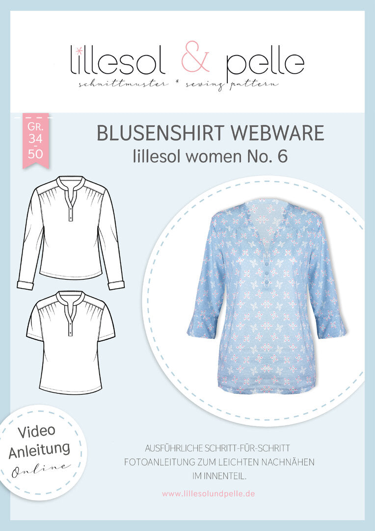 Papierschnittmuster lillesol women No.6 Blusenshirt Webware *mit Video-Nähanleitung*✂✂✂
