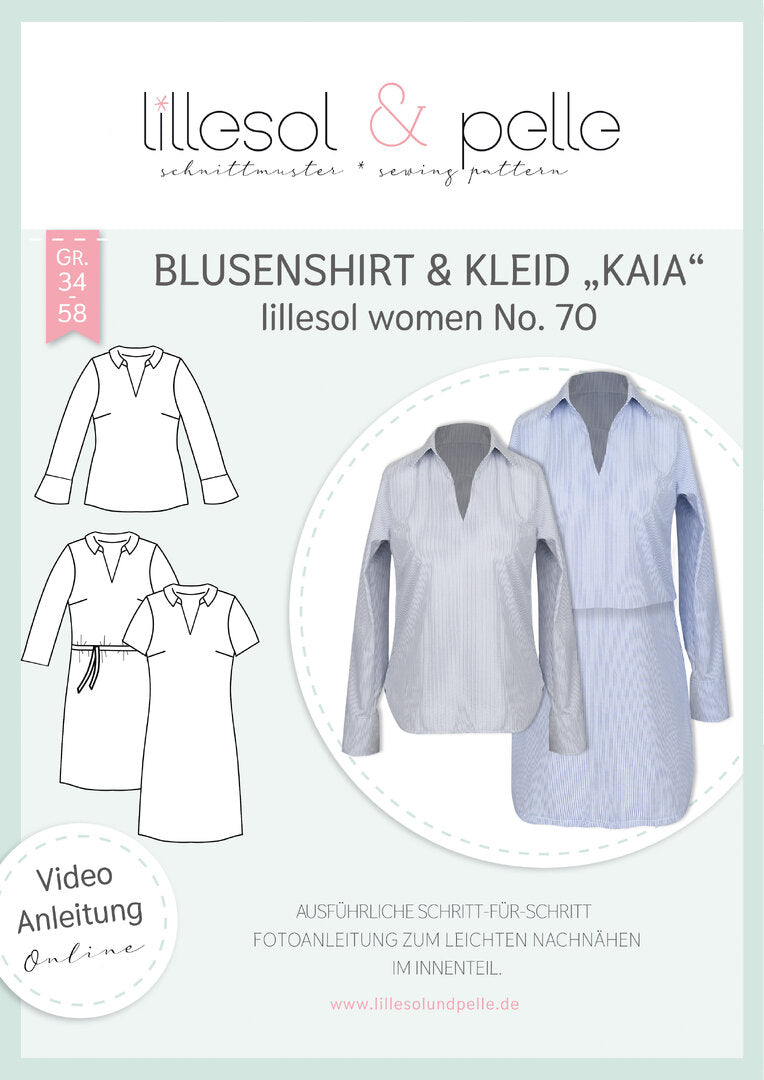 Ebook / Schnittmuster lillesol women No.70 Blusenshirt & Kleid "Kaia" *mit Video Nähanleitung*