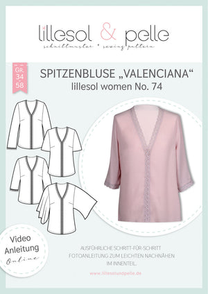 Schnittmuster lillesol women No.74 Spitzenbluse "Valenciana" *mit Video Nähanleitung*