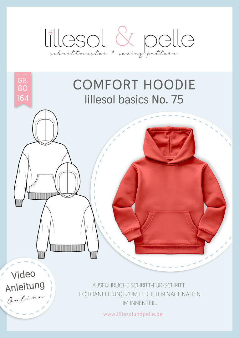 Papierschnittmuster lillesol basics No.75 Comfort Hoodie" mit Video-Nähanleitung*✂✂✂