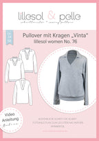Ebook / Schnittmuster lillesol women No.76 Pullover mit Kragen "Vinta" *mit Video Nähanleitung*