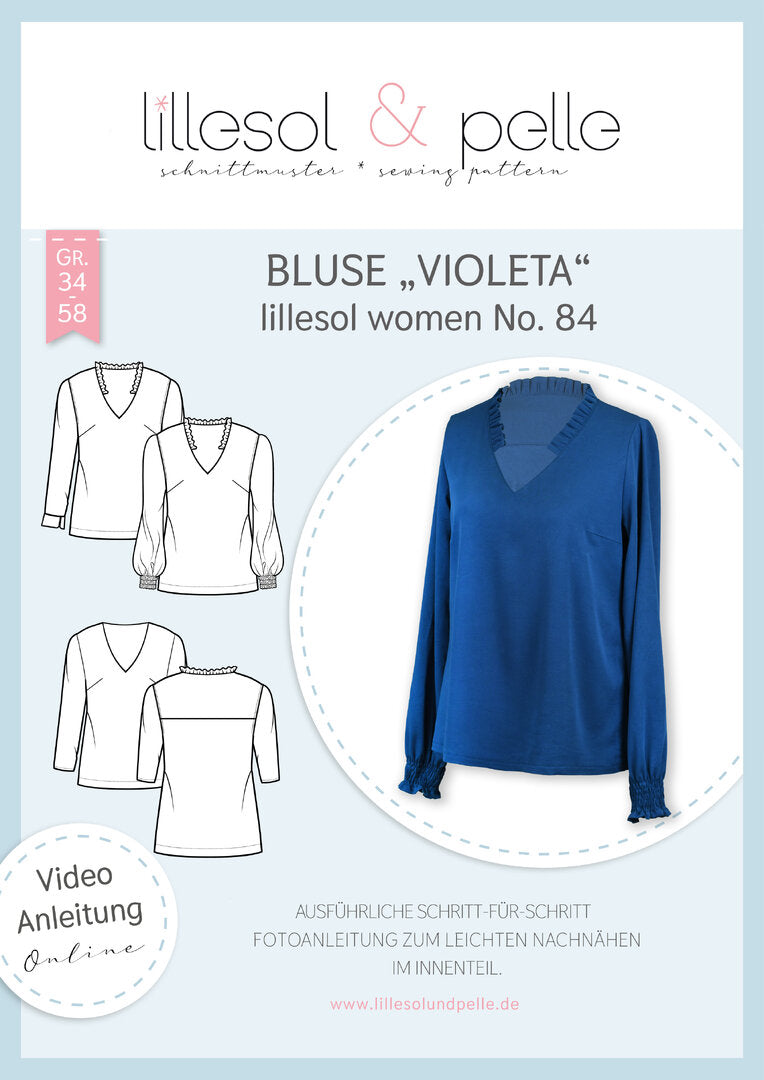Ebook / Schnittmuster lillesol women No.84 Bluse"Violeta" *mit Video Nähanleitung*