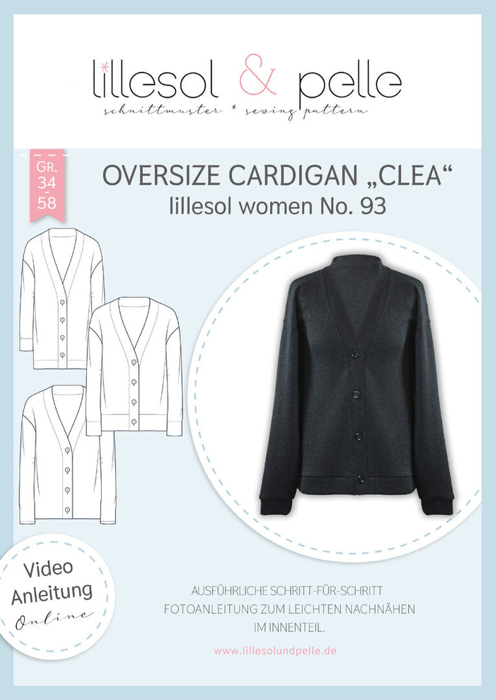 Schnittmuster lillesol women No.93 Oversize Cardigan "Clea" mit Video-Nähanleitung*