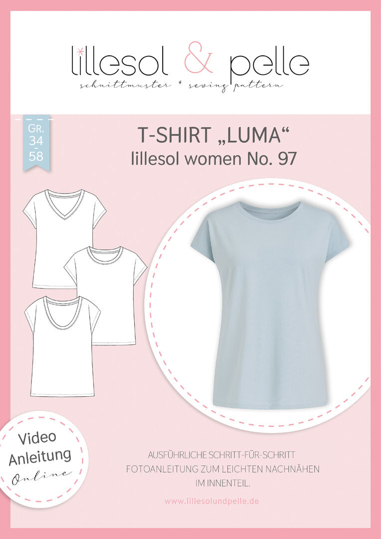 Ebook / Schnittmuster lillesol women No.97 T-Shirt "Luma" * mit Video-Nähanleitung*