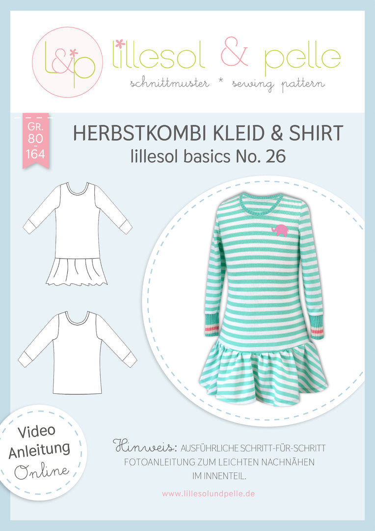 Papierschnittmuster lillesol basics No.26 Herbstkombi Kleid & Shirt *mit Video-Anleitung* ✂✂✂