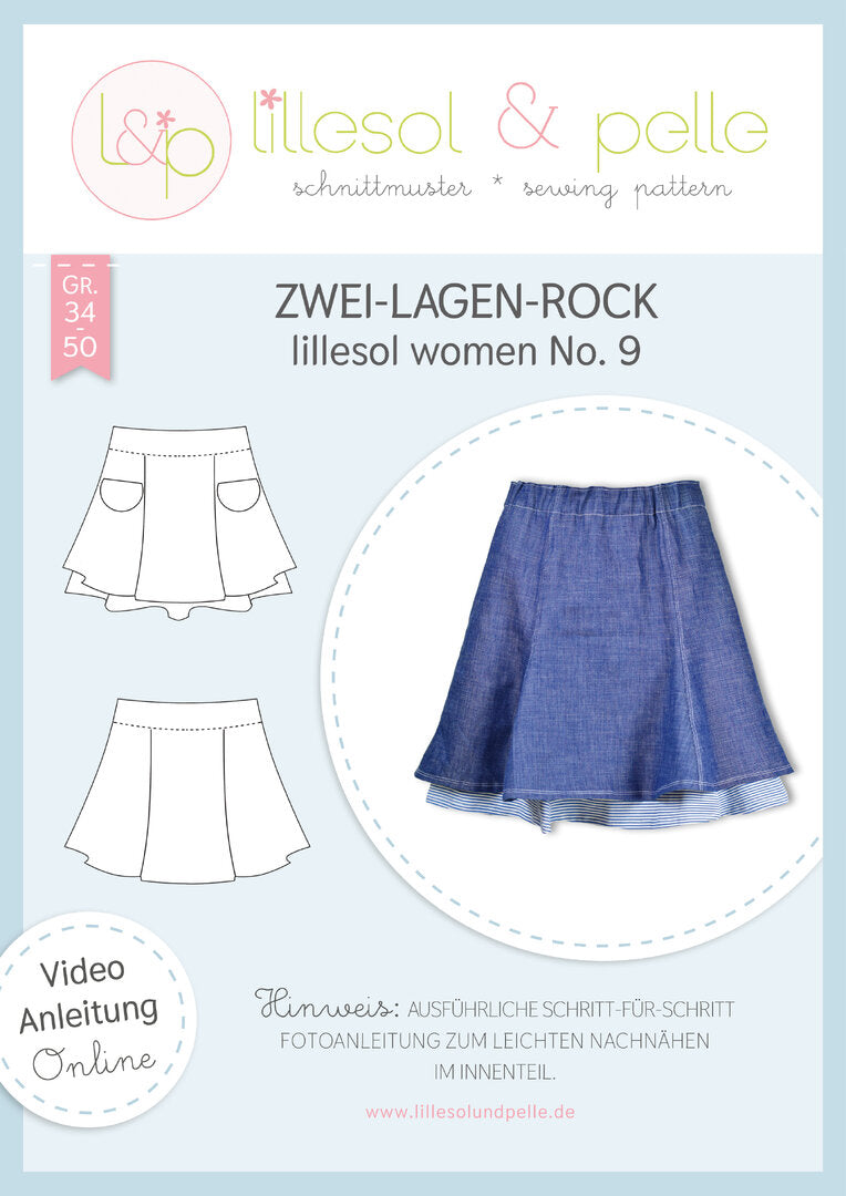 Ebook / Schnittmuster lillesol women No.9 Zwei-Lagen-Rock * mit Video-Nähanleitung *