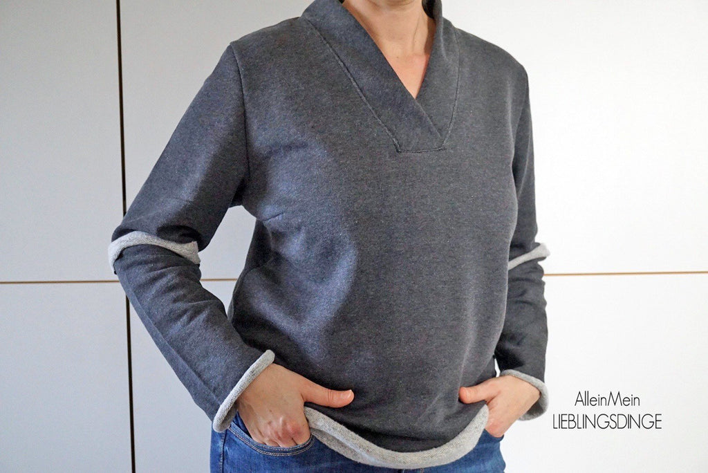Ebook / Schnittmuster lillesol women No.24 Shirt mit V-Ausschnitt * mit Video-Nähanleitung *