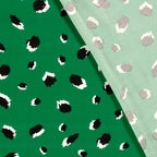 Viskose Satin "spots" - grün *Videovorstellung*