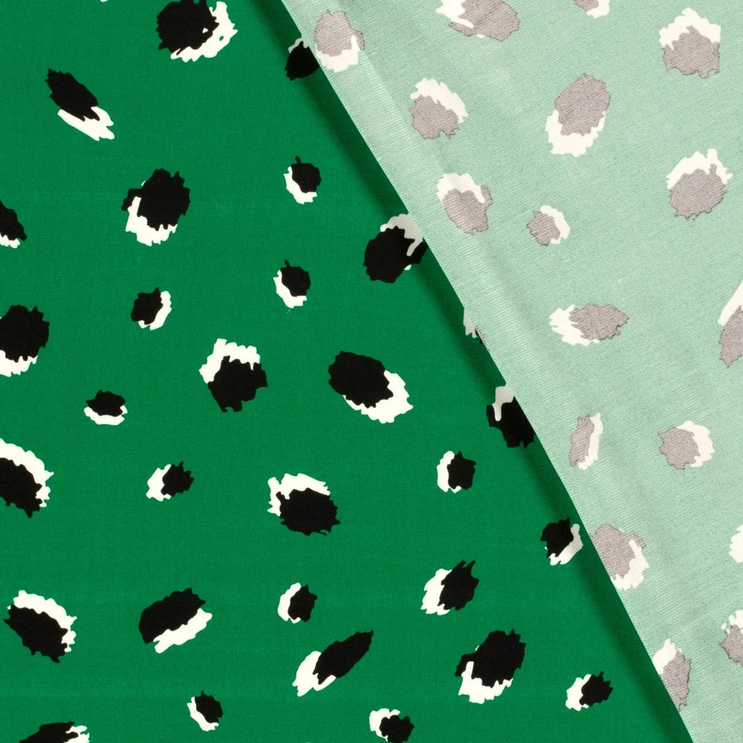 Viskose Satin "spots" - grün *Videovorstellung*
