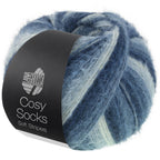 Cosy Socks "Soft Stripes" – Lana Grossa – Schwarz-/Grau-/Rauch-/Weißblau - 106