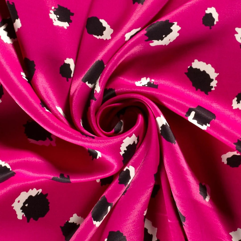Viskose Satin "spots" - magenta *Videovorstellung*