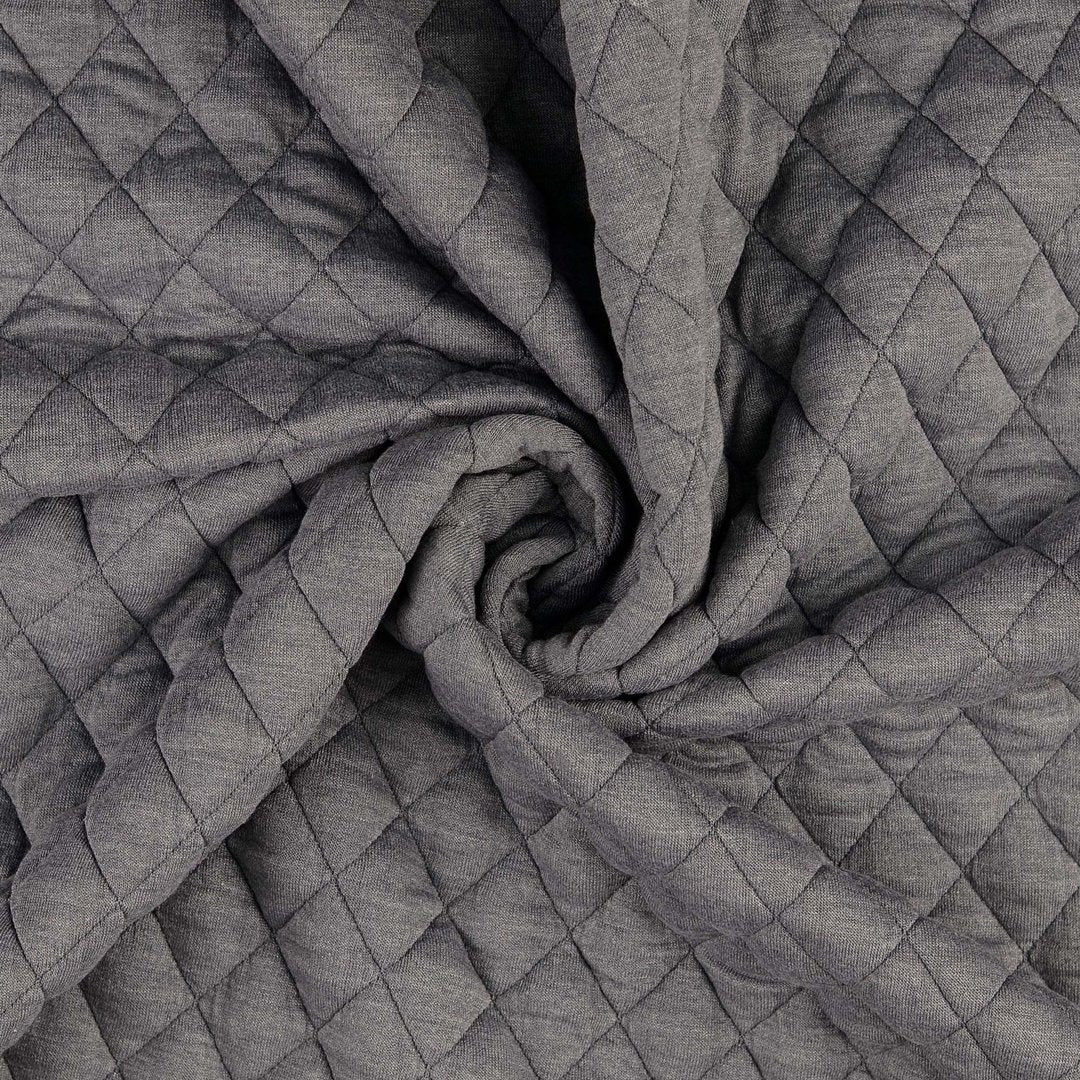 Jacquard Steppstoff Rauten dehnbar - grau *Videovorstellung*