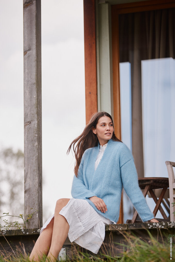 Cardigan Ecopuno & Silkhair ♥ Lookbook No 16 - Modell 14 - Lana Grossa ♥ (Anleitung zum Strickset)