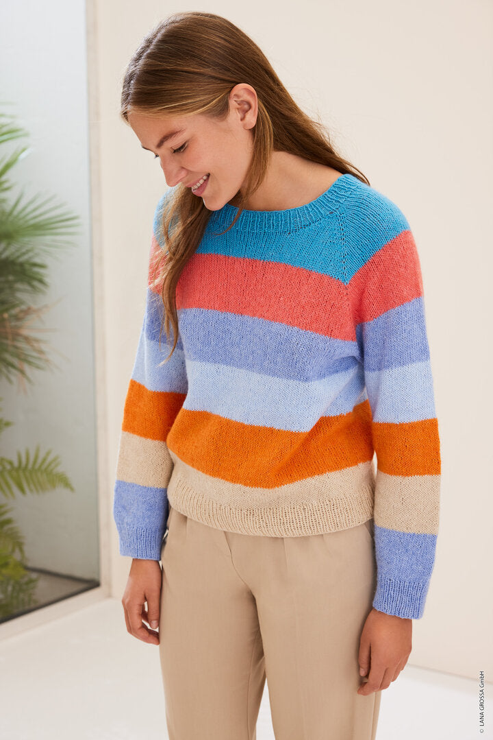 Pullover Blockstreifen Ecopuno ♥ Lookbook No.18 - Modell 15 - Lana Grossa (Anleitung zum Strickset)