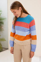 Pullover Blockstreifen Ecopuno ♥ Lookbook No.18 - Modell 15 - Lana Grossa (Anleitung zum Strickset)